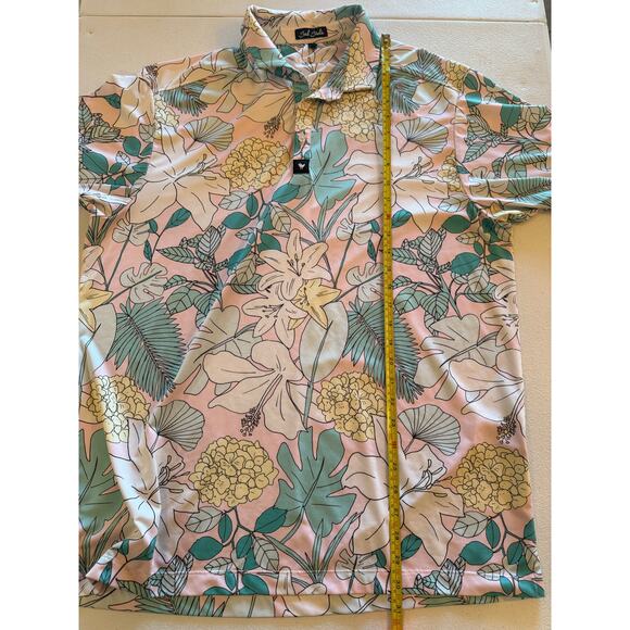 Bad Birdie Men's Pink Hawaiian Gardens Golf Polo Shirt Sz XL - Picture 7 of 7